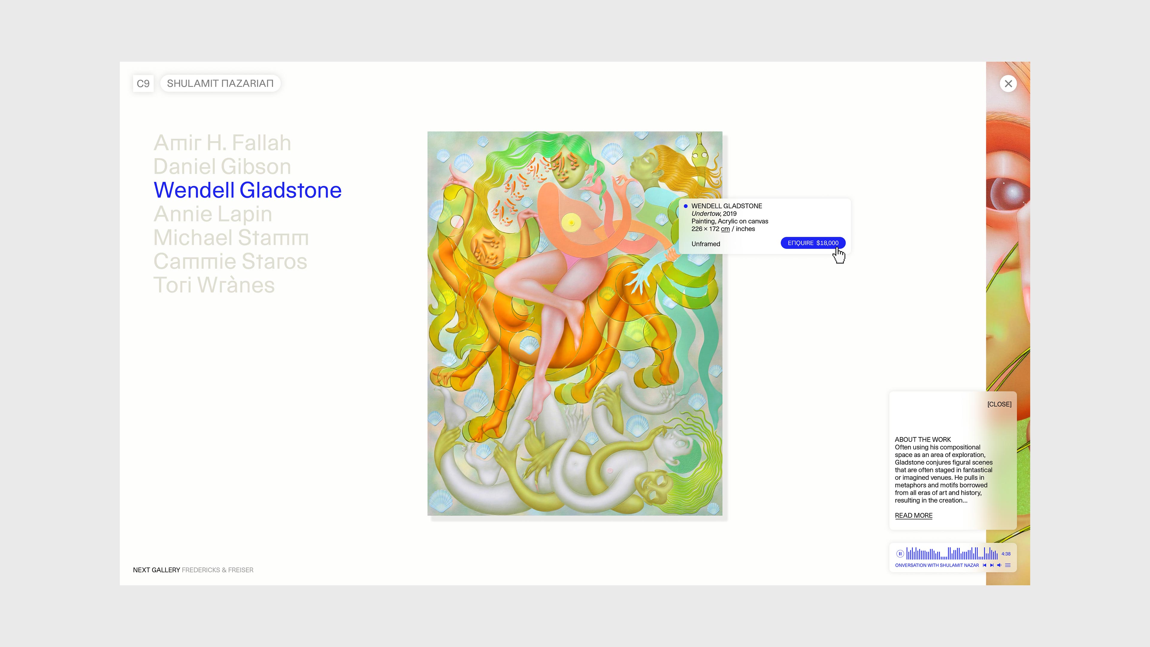 UAF software UI design showing a purchase page for artwork